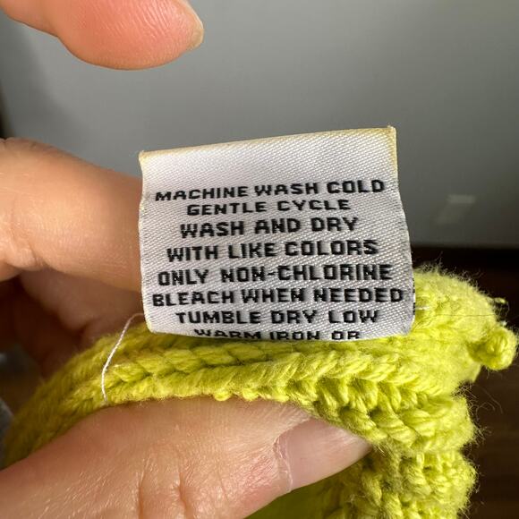 525 America Open Knit Side Slit Neon Green Sweater - Picture 8 of 8